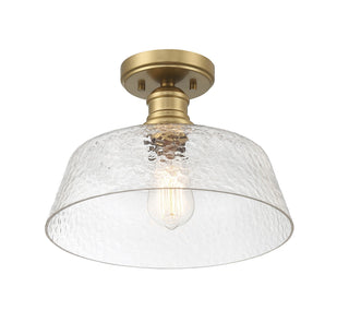 One Light Semi-Flush Mount in Natural Brass