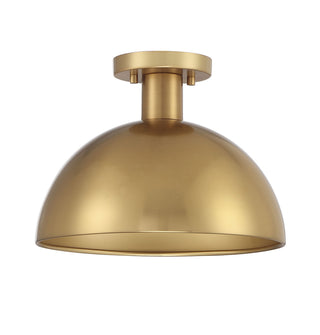 One Light Semi-Flush Mount in Natural Brass