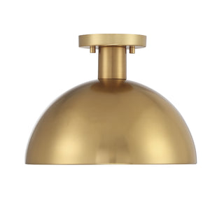 One Light Semi-Flush Mount in Natural Brass