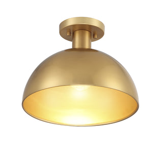 One Light Semi-Flush Mount in Natural Brass