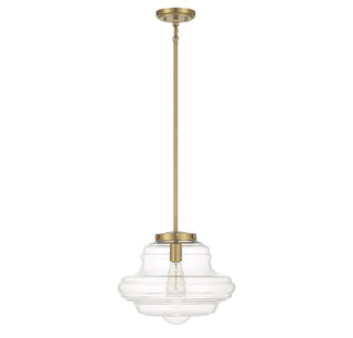 One Light Pendant in Natural Brass