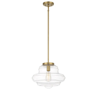 One Light Pendant in Natural Brass
