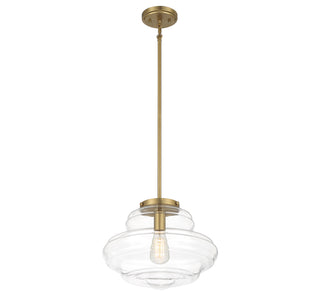 One Light Pendant in Natural Brass