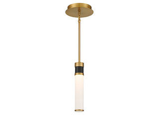 Abel LED Mini Pendant in Matte Black with Warm Brass Accents