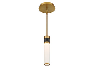 Abel LED Mini Pendant in Matte Black with Warm Brass Accents