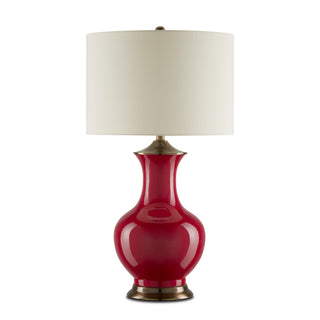 Lilou One Light Table Lamp in Red/Antique Brass