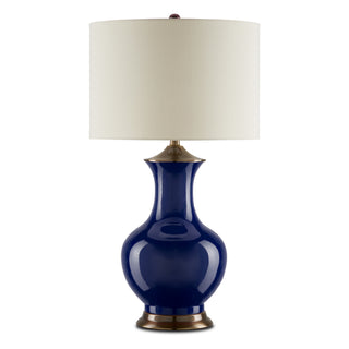 Lilou One Light Table Lamp in Blue/Antique Brass