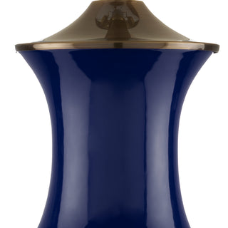 Lilou One Light Table Lamp in Blue/Antique Brass
