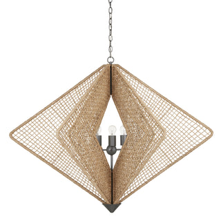 Shizen Three Light Chandelier in Natural/Hiroshi Gray