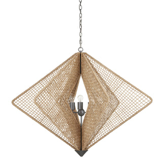Shizen Three Light Chandelier in Natural/Hiroshi Gray