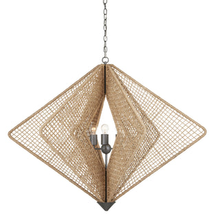 Shizen Three Light Chandelier in Natural/Hiroshi Gray