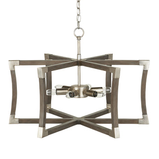 Bastian Six Light Lantern in Chateau Gray/Contemporary Silver Leaf