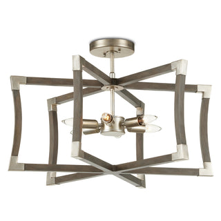 Bastian Six Light Lantern in Chateau Gray/Contemporary Silver Leaf