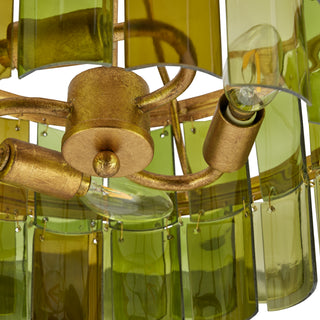 Vintner Three Light Semi-Flush Mount in Green/Contemporary Gold Leaf