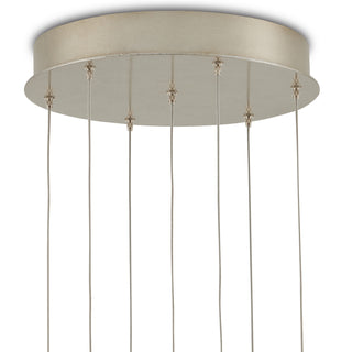 Glace Seven Light Pendant in White/Antique Brass/Silver