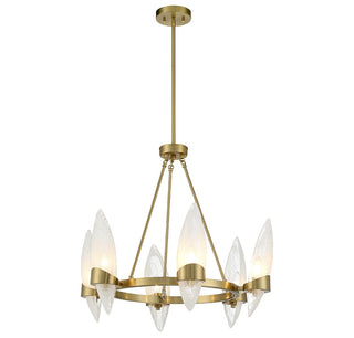 Nouvel Six Light Chandelier in Warm Brass