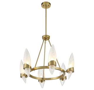 Nouvel Six Light Chandelier in Warm Brass