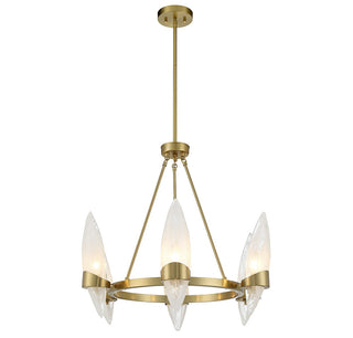 Nouvel Six Light Chandelier in Warm Brass
