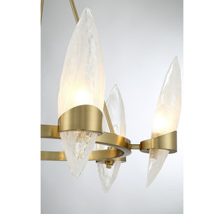 Nouvel Six Light Chandelier in Warm Brass