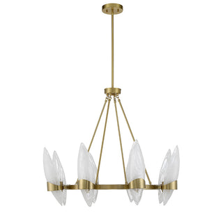 Nouvel Eight Light Chandelier in Warm Brass