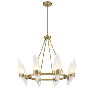 Nouvel Eight Light Chandelier in Warm Brass