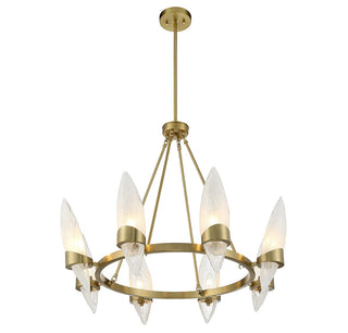 Nouvel Eight Light Chandelier in Warm Brass