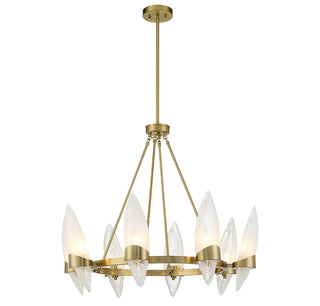 Nouvel Eight Light Chandelier in Warm Brass
