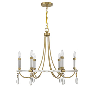 Mayfair Six Light Chandelier in Warm Brass and Chrome