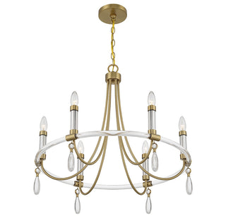 Mayfair Six Light Chandelier in Warm Brass and Chrome