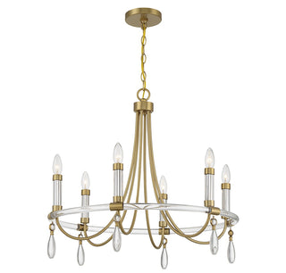 Mayfair Six Light Chandelier in Warm Brass and Chrome