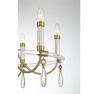 Mayfair Six Light Chandelier in Warm Brass and Chrome