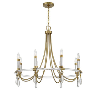 Mayfair Eight Light Chandelier in Warm Brass and Chrome
