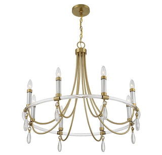 Mayfair Eight Light Chandelier in Warm Brass and Chrome