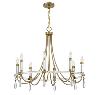 Mayfair Eight Light Chandelier in Warm Brass and Chrome