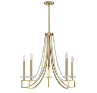 Helen Five Light Chandelier in Warm Brass