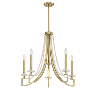 Helen Five Light Chandelier in Warm Brass