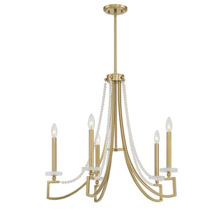 Helen Five Light Chandelier in Warm Brass