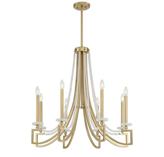 Helen Eight Light Chandelier in Warm Brass
