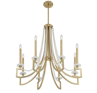 Helen Eight Light Chandelier in Warm Brass