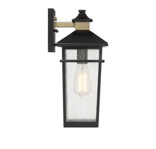 Kingsley One Light Outdoor Wall Lantern in Matte Black with Warm Brass