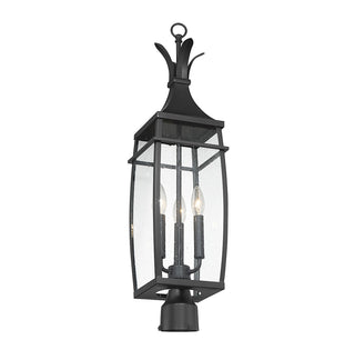 Montpelier Three Light Outdoor Post Lantern in Matte Black