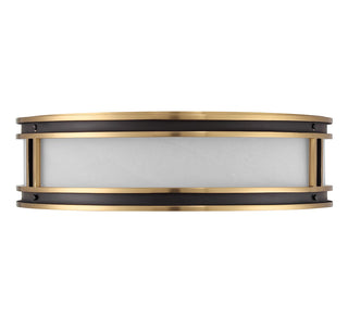 Alberti Four Light Flush Mount in Matte Black with Warm Brass