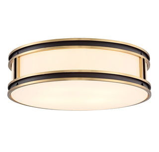 Alberti Four Light Flush Mount in Matte Black with Warm Brass