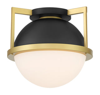 Carlysle One Light Flush Mount in Matte Black with Warm Brass
