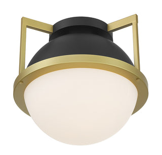 Carlysle One Light Flush Mount in Matte Black with Warm Brass