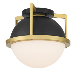 Carlysle One Light Flush Mount in Matte Black with Warm Brass