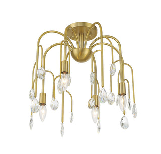 Anholt Four Light Convertible Semi-Flush or Pendant in Noble Brass