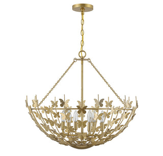 Birch Six Light Pendant in Burnished Brass