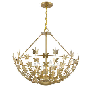 Birch Six Light Pendant in Burnished Brass