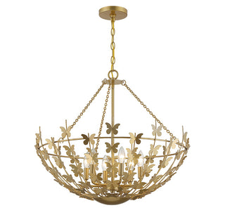 Birch Six Light Pendant in Burnished Brass
